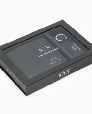 Armani Exchange Cofanetto regalo portafoglio e portachiavi Nero