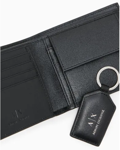 Armani Exchange Cofanetto regalo portafoglio e portachiavi Nero