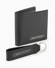 Armani Exchange Cofanetto regalo portafoglio e portachiavi Nero
