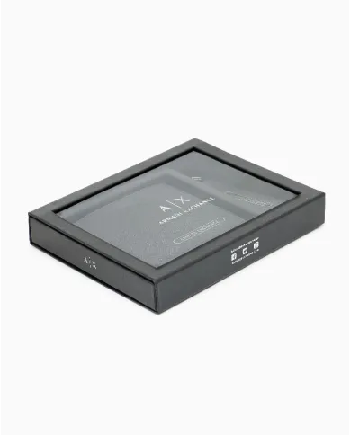 Armani Exchange Cofanetto regalo portafoglio e portachiavi Nero
