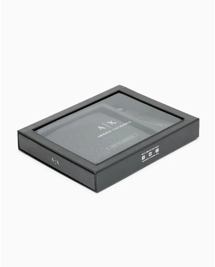 Armani Exchange Cofanetto regalo portafoglio e portachiavi Nero
