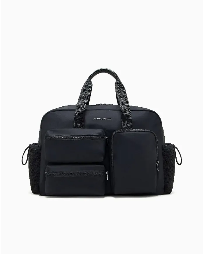 Armani Exchange Borsone in tessuto nylon Blu/Nero