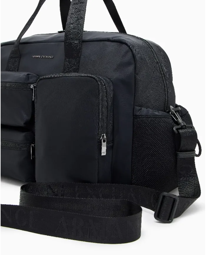 Armani Exchange Borsone in tessuto nylon Blu/Nero