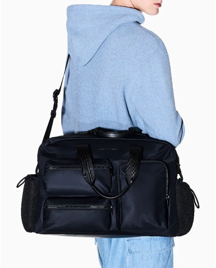 Armani Exchange Borsone in tessuto nylon Blu/Nero