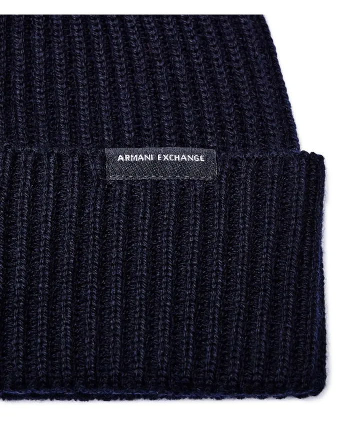 Armani Exchange Berretto uomo misto lana Blu