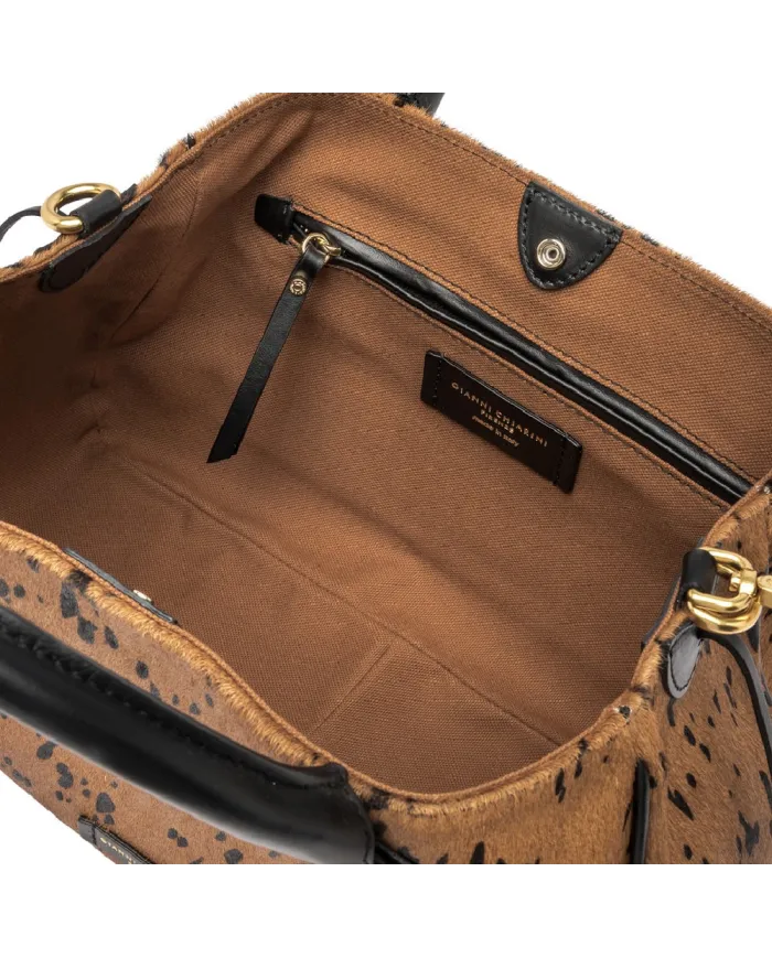 Gianni Chiarini Borsa Judy in pelle cavallino Cuoio/Nero