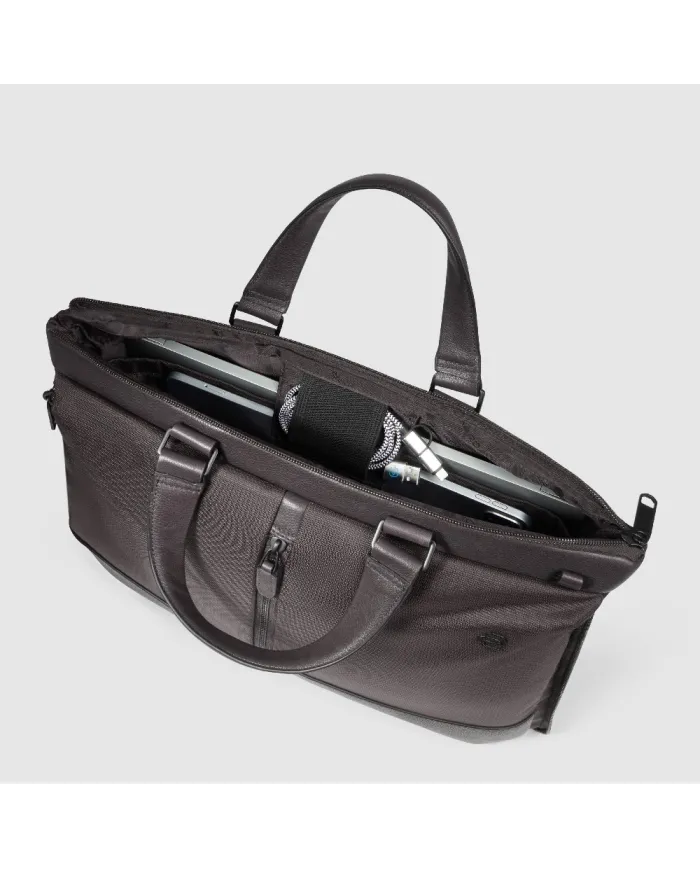 Piquadro Cartella tessuto pelle pc 15" Marcel Testa moro