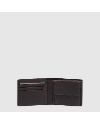 Piquadro Portafoglio piccolo tessuto pelle Marcel Testa moro