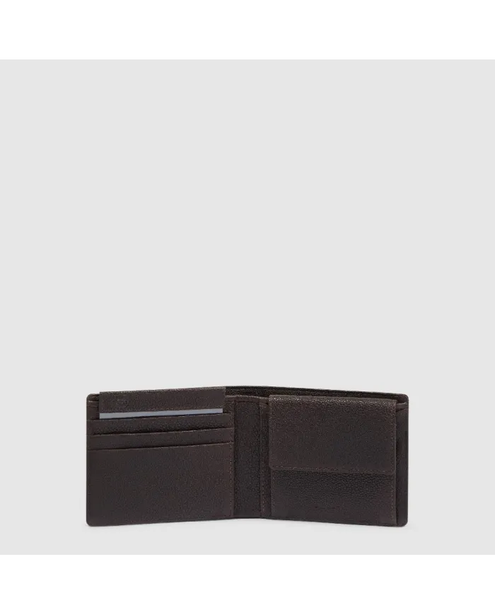 Piquadro Portafoglio piccolo tessuto pelle Marcel Testa moro