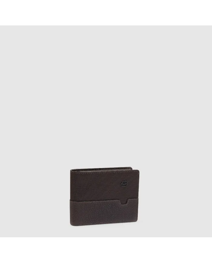 Piquadro Portafoglio piccolo tessuto pelle Marcel Testa moro