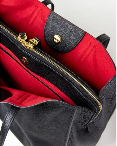 Nannini Shopping bag pelle Helga-M Nero/Rosso Nannini Shopping bag pelle Helga-M Nero/Rosso