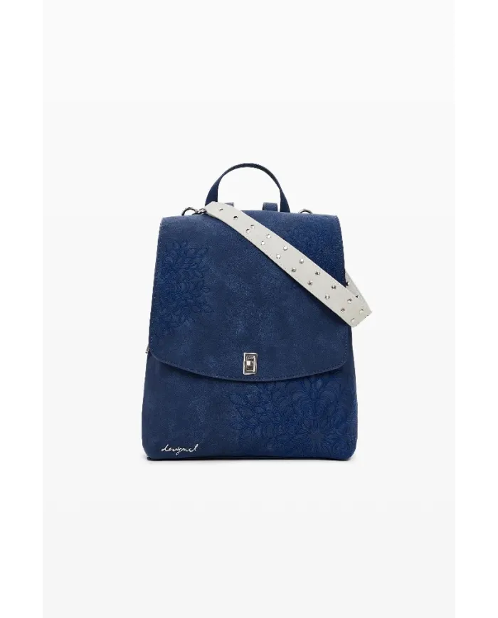 Desigual Zaino borsa ricamo mandala Blu