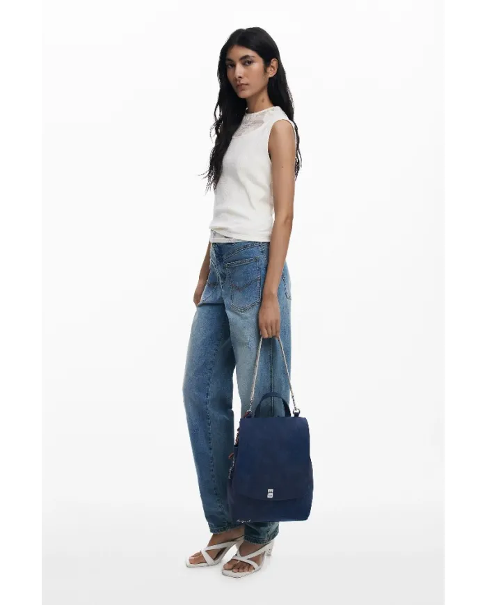 Desigual Zaino borsa ricamo mandala Blu