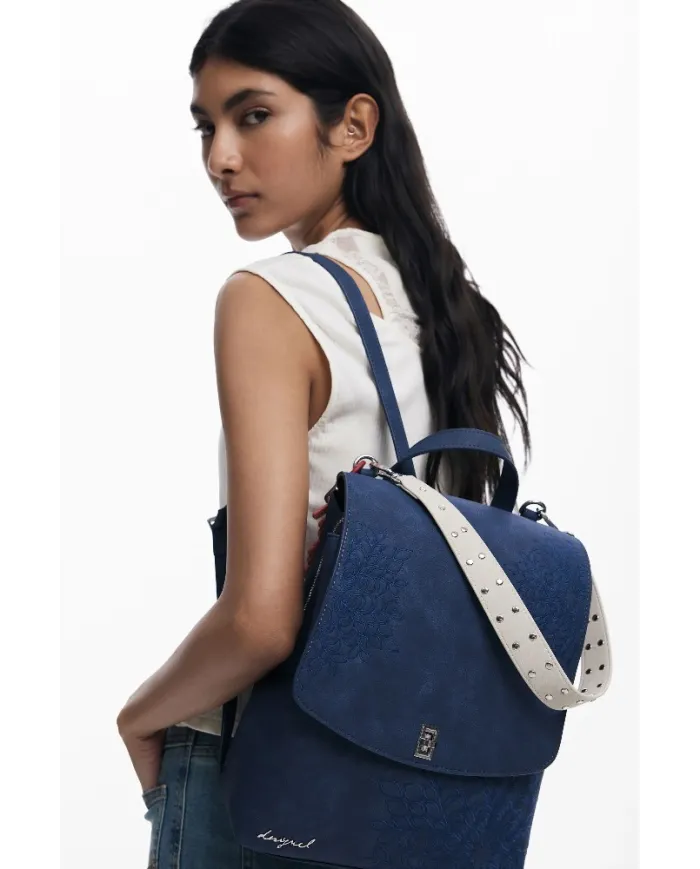 Desigual Zaino borsa ricamo mandala Blu