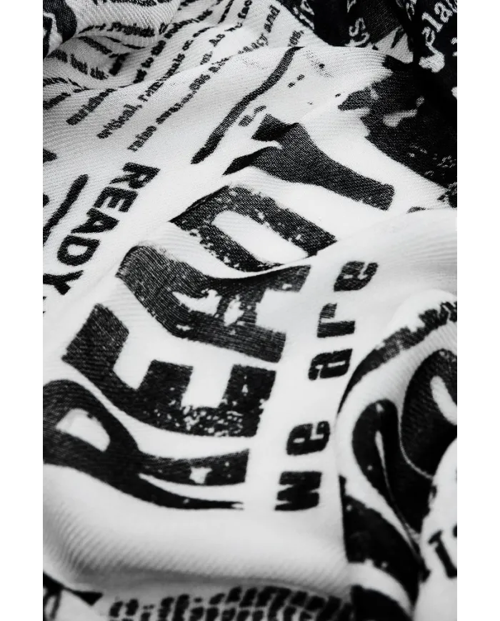 Desigual Foulard donna stampa giornale Nero/Bianco