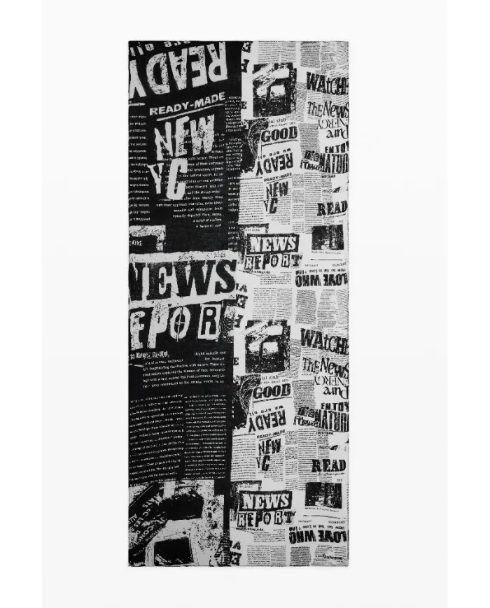 Desigual Foulard donna stampa giornale Nero/Bianco