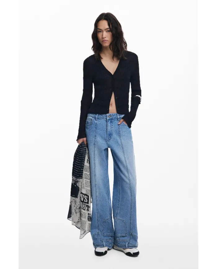 Desigual Foulard donna stampa giornale Nero/Bianco