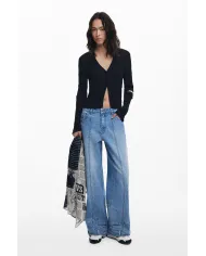 Desigual Foulard donna stampa giornale Nero/Bianco