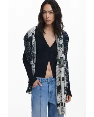 Desigual Foulard donna stampa giornale Nero/Bianco