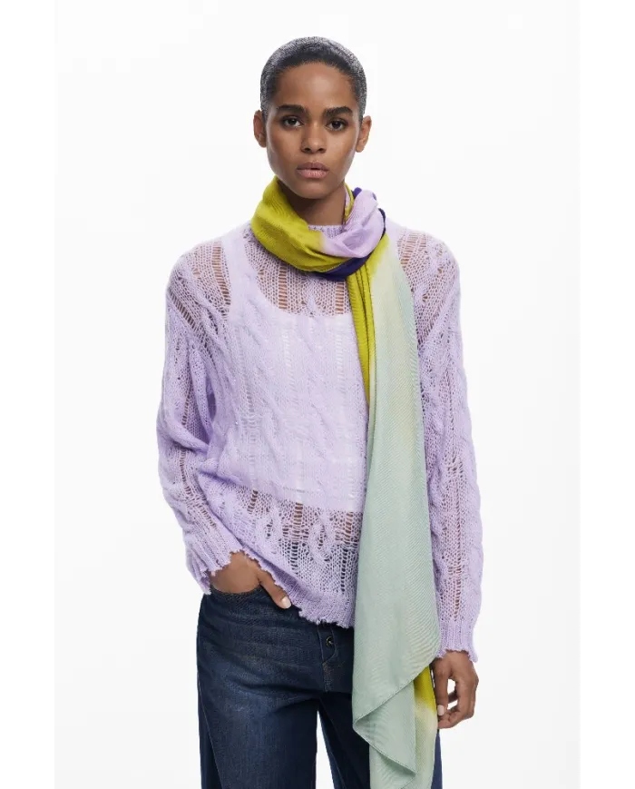 Desigual Foulard donna righe diagonali Multicolor