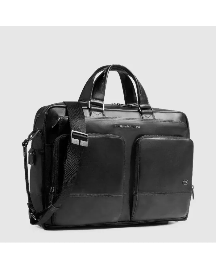 Piquadro Cartella pelle porta pc 15,6" Key Words Nero