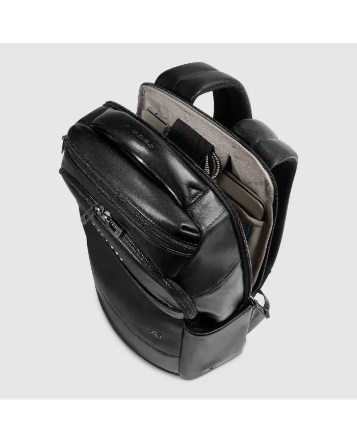 Piquadro Zaino in pelle porta pc 13,3 Key Words Nero