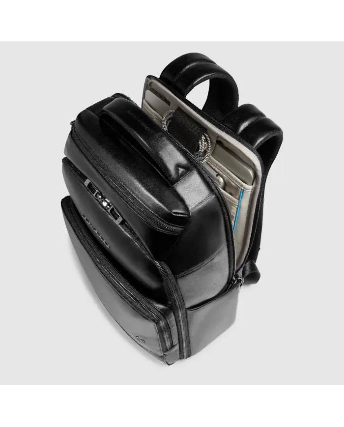 Piquadro Zaino in pelle porta pc 14 Key Words Nero