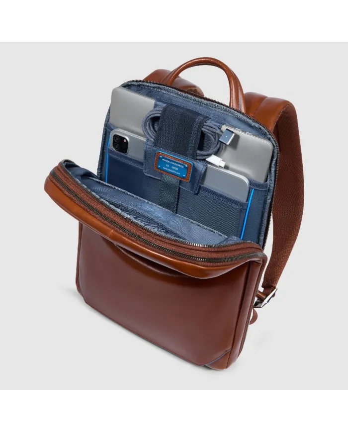 Piquadro Zaino in pelle porta pc Blue Square Marrone