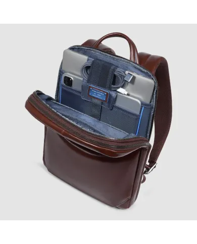 Piquadro Zaino in pelle porta pc Blue Square Mogano