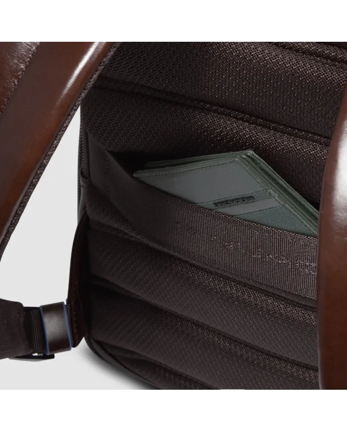 Piquadro Zaino in pelle porta pc Blue Square Mogano
