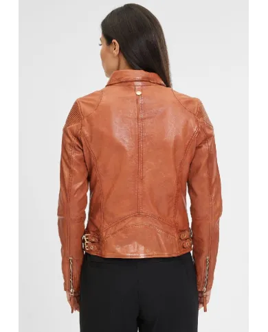 Gipsy Giacca chiodo donna in pelle Cognac Gipsy Giacca chiodo donna in pelle Cognac