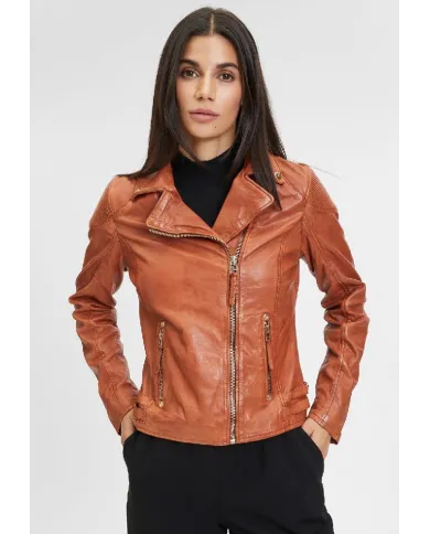 Gipsy Giacca chiodo donna in pelle Cognac Gipsy Giacca chiodo donna in pelle Cognac