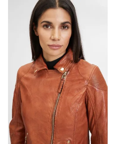 Gipsy Giacca chiodo donna in pelle Cognac Gipsy Giacca chiodo donna in pelle Cognac