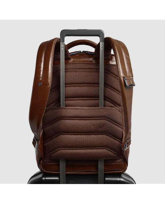 Piquadro Zaino pelle porta pc 15,6 Blue square Marrone