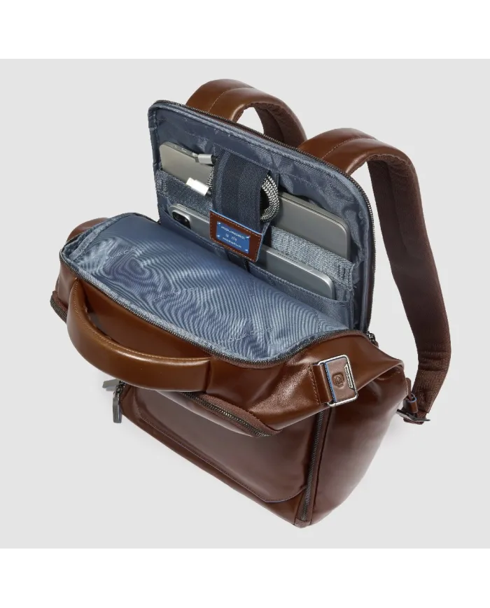 Piquadro Zaino pelle porta pc 15,6 Blue square Marrone