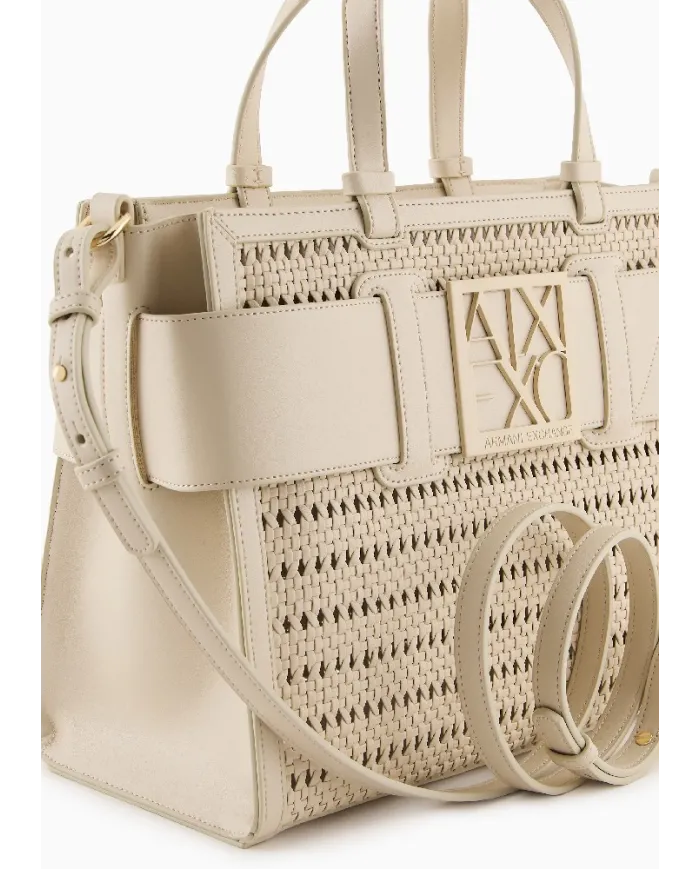 Armani Exchange Borsa a mano grande Avorio