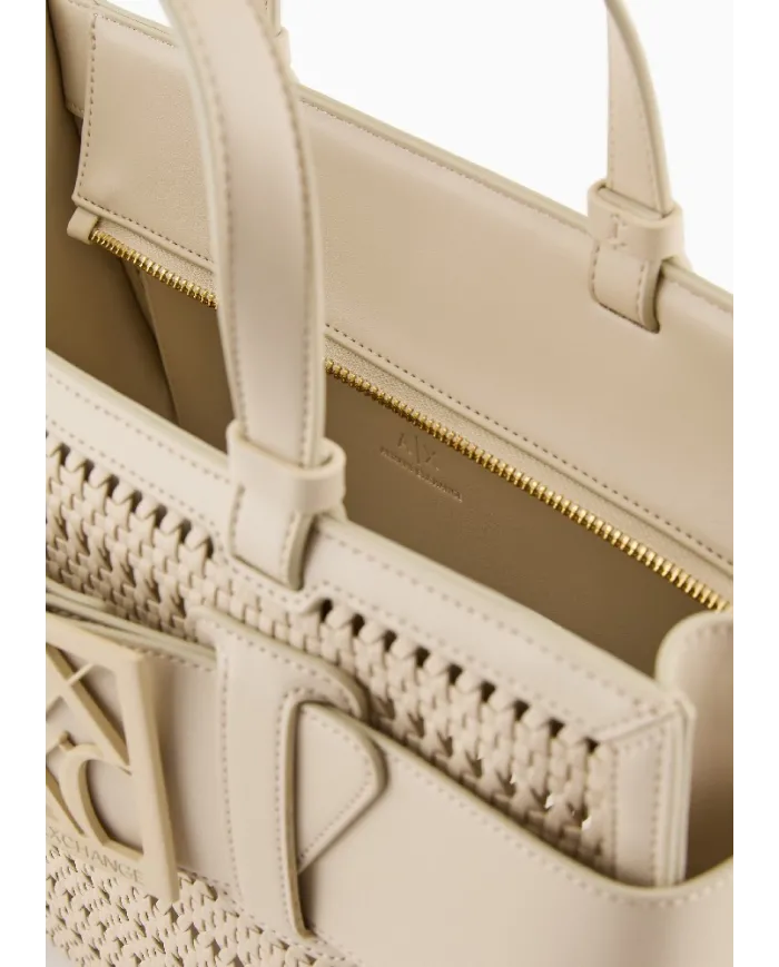 Armani Exchange Borsa a mano grande Avorio
