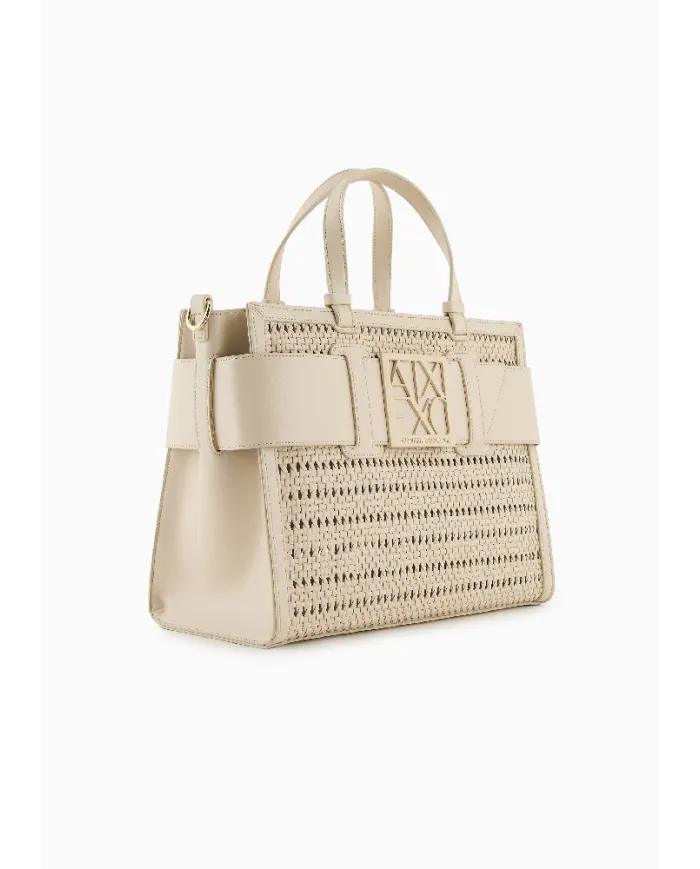 Armani Exchange Borsa a mano grande Avorio