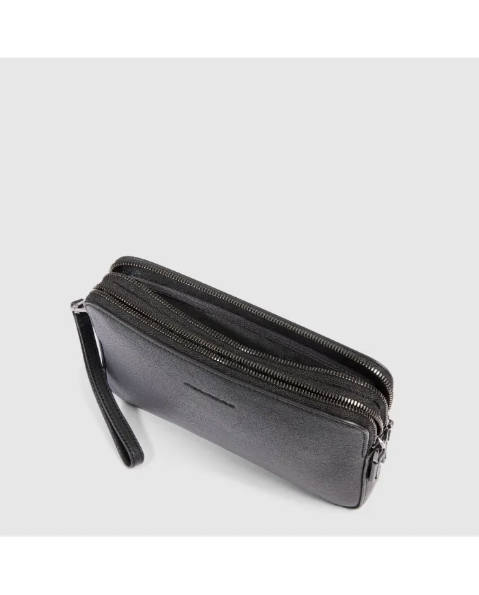 Piquadro Pochette uomo pelle Black Square Nero