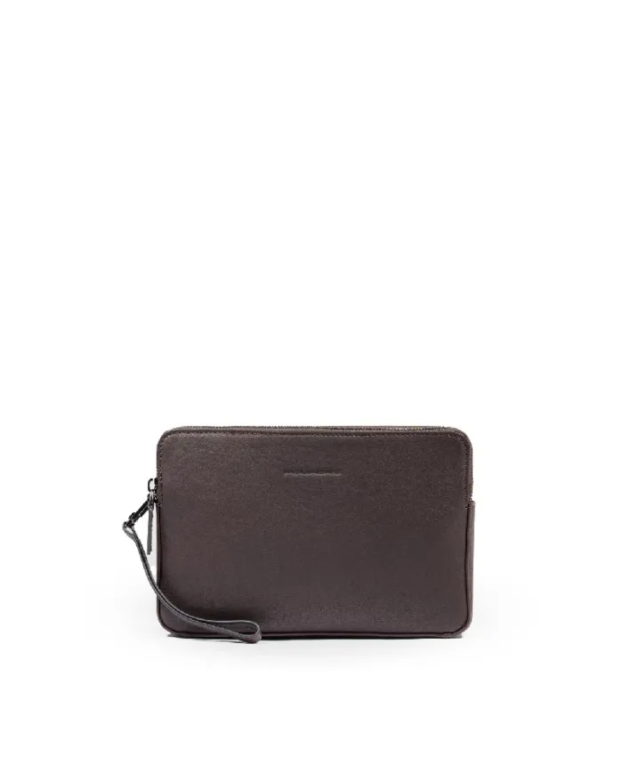 Piquadro Pochette uomo pelle Black Square Testa moro