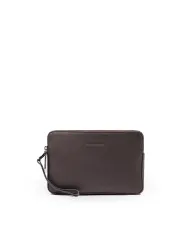 Piquadro Pochette uomo pelle Black Square Testa moro