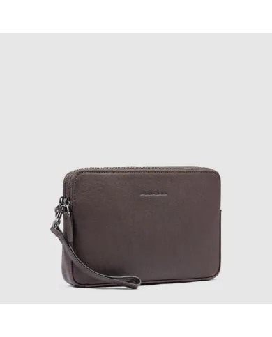 Piquadro Pochette uomo pelle Black Square Testa moro