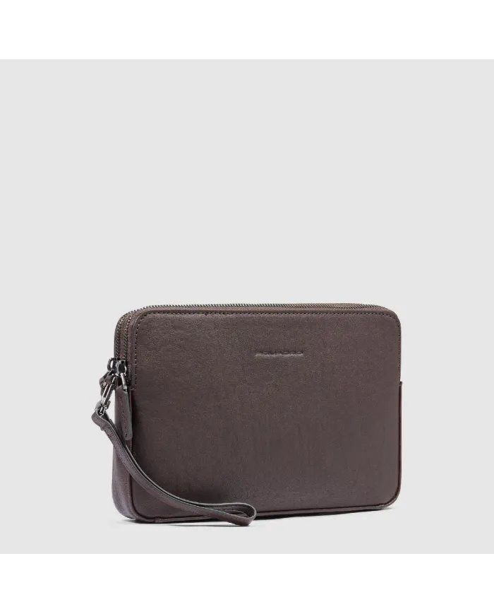 Piquadro Pochette uomo pelle Black Square Testa moro