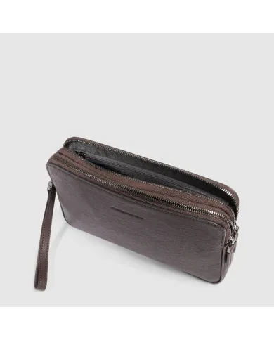 Piquadro Pochette uomo pelle Black Square Testa moro
