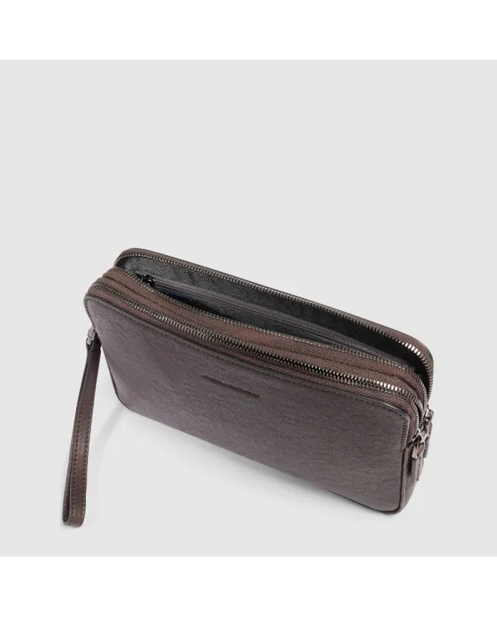 Piquadro Pochette uomo pelle Black Square Testa moro