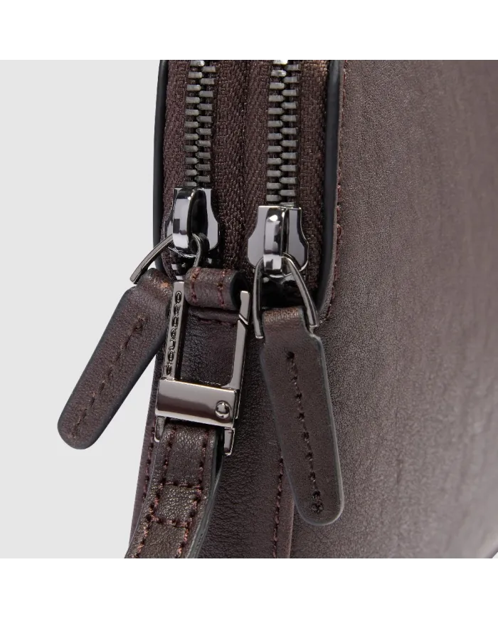 Piquadro Pochette uomo pelle Black Square Testa moro