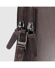 Piquadro Pochette uomo pelle Black Square Testa moro