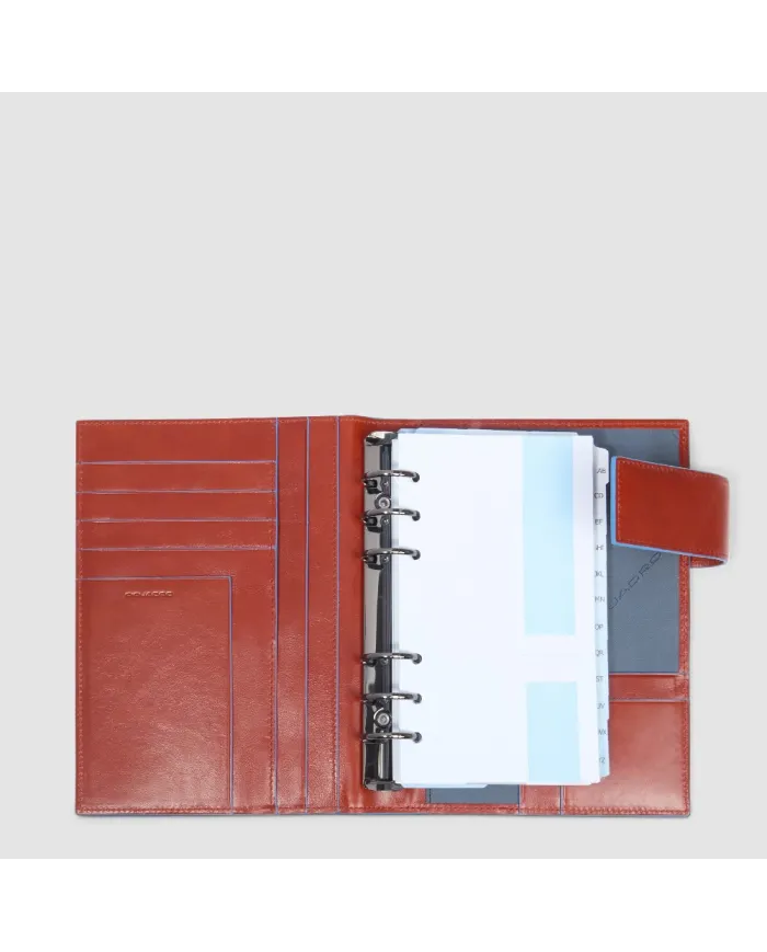 Piquadro Agenda organizer in pelle"Blue square". Cuoio