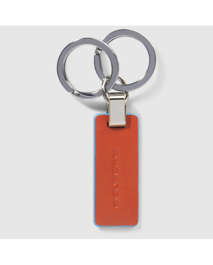 Piquadro Porta chiavi Blue square. Cuoio