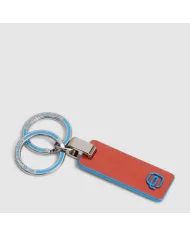 Piquadro Porta chiavi Blue square. Cuoio